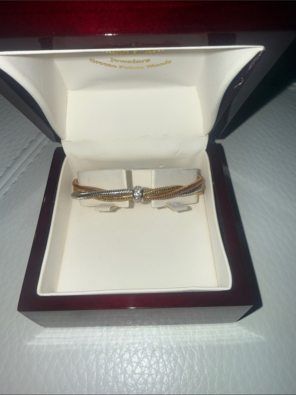 Roberto Coin Tri-Color Rope Bracelet with Pave Accent